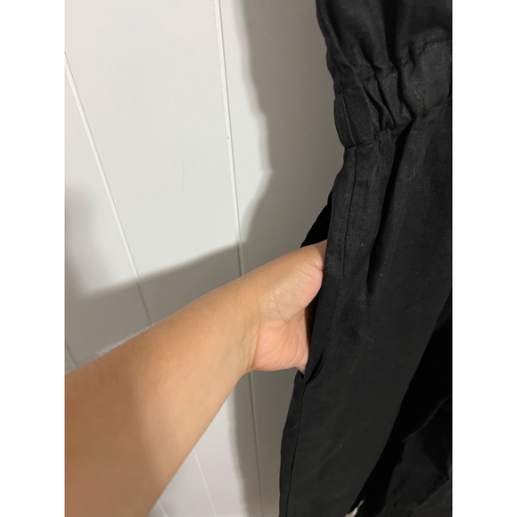 Women's Sundry 100% linen Black Sleeveless V-Neck Linen Jumpsuit Size S - Picture 6 of 13